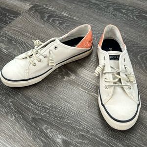 Sperry White and Coral Sneakers